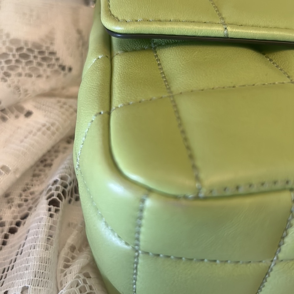 Michael Kors Soho Leather Quilted Chain Shoulder Bag in Lime Green - Picture 12 of 16